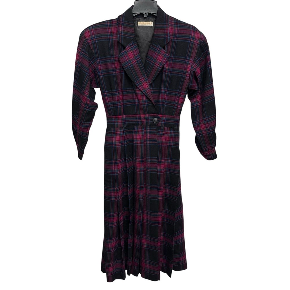 Vintage Brooks Brothers Wool Dress Womens 8 Red Plaid‎ 80s Tartan Made USA